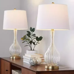 Hot Kirklands Home Crackle Glass Penny Table Lamps, Set of 2 Clear