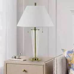 Outlet Kirklands Home Clear Crystal Art Deco Table Lamp White