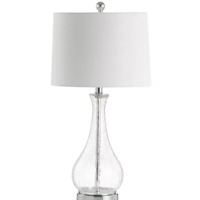 Outlet Kirklands Home Clear Glass and Silver Metal Base Table Lamp White