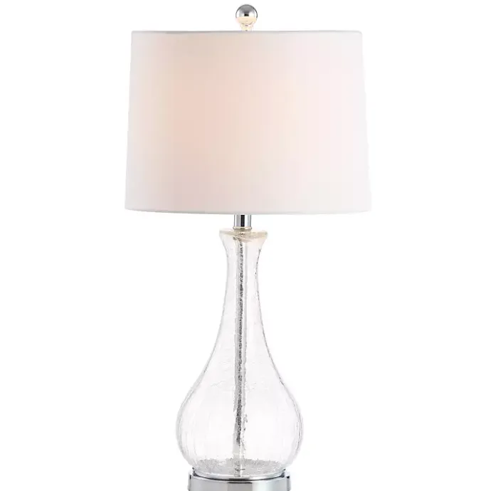 Outlet Kirklands Home Clear Glass and Silver Metal Base Table Lamp White
