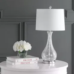 Outlet Kirklands Home Clear Glass and Silver Metal Base Table Lamp White