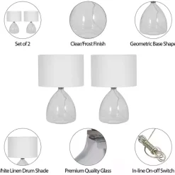 Hot Kirklands Home Clear Glass Tapered Table Lamps, Set of 2 White