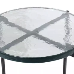 Clearance Kirklands Home Clear Textured Glass & Black Iron Accent Table