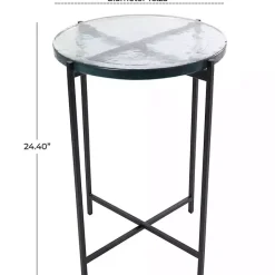 Clearance Kirklands Home Clear Textured Glass & Black Iron Accent Table