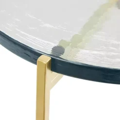 Best Kirklands Home Clear Textured Glass & Gold Iron Accent Table