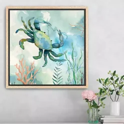 New Kirklands Home Coastal Bay Crab Framed Canvas Art Print