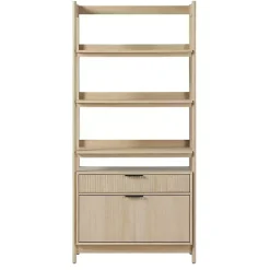 New Kirklands Home Coastal Oak 2-Drawer Modern Wood Bookcase Tan