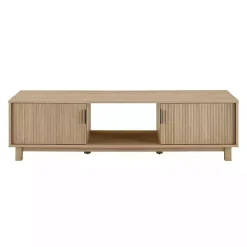 Sale Kirklands Home Coastal Oak Fluted 2-Door Compact TV Sd Tan