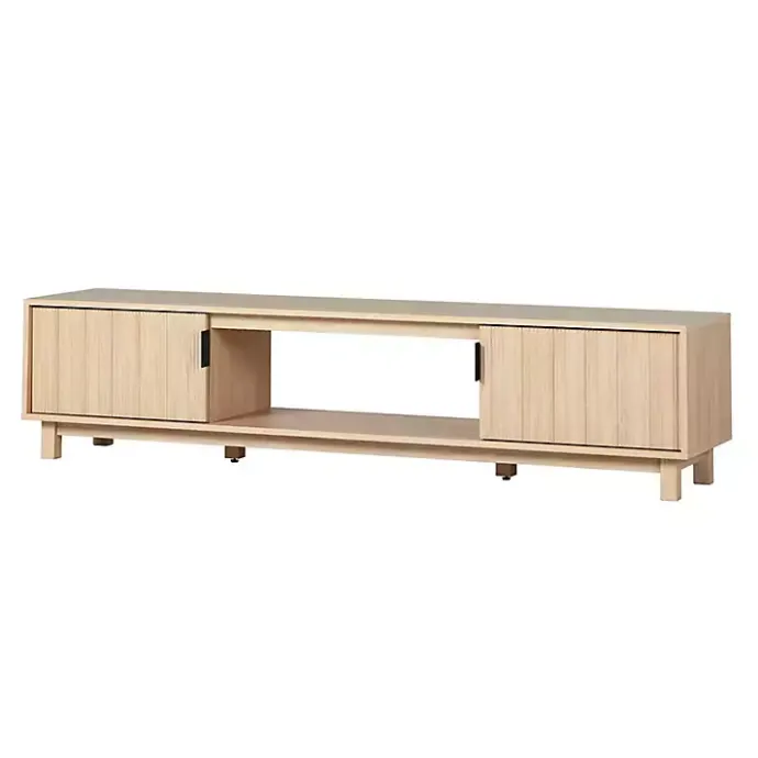 Best Kirklands Home Coastal Oak Fluted 2-Door TV Sd Tan