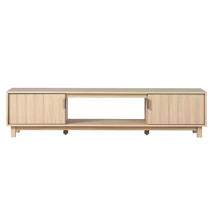 Best Kirklands Home Coastal Oak Fluted 2-Door TV Sd Tan
