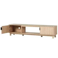 Best Kirklands Home Coastal Oak Fluted 2-Door TV Sd Tan