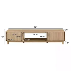 Best Kirklands Home Coastal Oak Fluted 2-Door TV Sd Tan