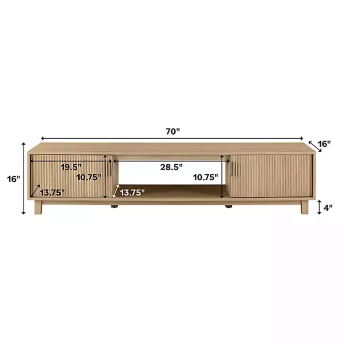 Best Kirklands Home Coastal Oak Fluted 2-Door TV Sd Tan