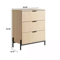 Outlet Kirklands Home Coastal Oak Reeded 3-Drawer Dresser Tan