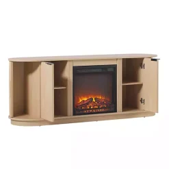 Sale Kirklands Home Coastal Oak Reeded Fireplace Media Cabinet Tan