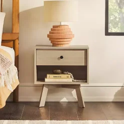 Online Kirklands Home Coastal Oak Wood Mid-century Modern Nightsd Tan