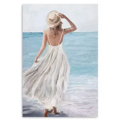 Outlet Kirklands Home Coastal Woman in White Canvas Art Print, 24x36 in.