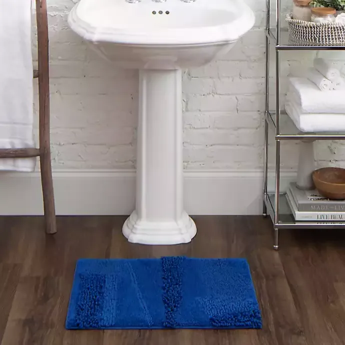 Clearance Kirklands Home Cobalt Asymmetrical Cotton Bath Mat Blue
