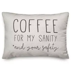 New Kirklands Home Coffee For My Sanity Indoor/Outdoor Lumbar Pillow