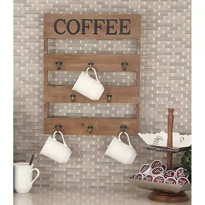 Sale Kirklands Home Coffee Metal and Wood Plank Wall Hooks