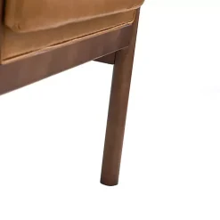 Hot Kirklands Home Cognac Faux Leather and Wood Accent Chair Tan