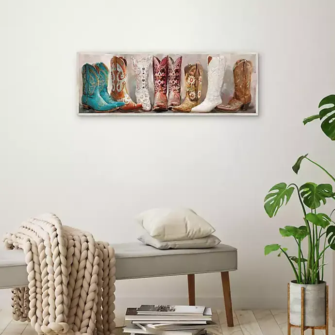 Clearance Kirklands Home Colorful Cowgirl Boots Framed Canvas Art Print