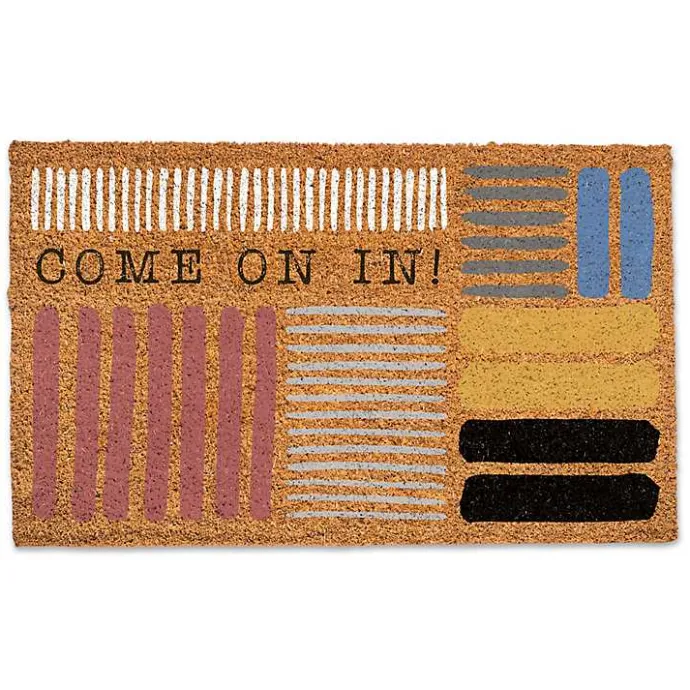 Discount Kirklands Home Come On In Colorful Stripes Doormat Multi