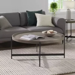 Hot Kirklands Home Concrete Round Tray Top Coffee Table