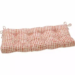 Clearance Kirklands Home Coral Checkered Outdoor Bench Cushion