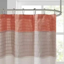 Kirklands Home Coral Colorblock Silky Shower Curtain Pink
