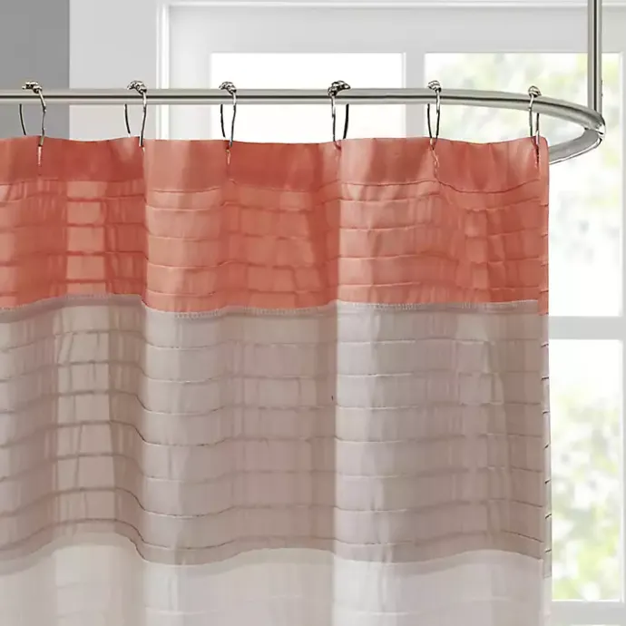 Kirklands Home Coral Colorblock Silky Shower Curtain Pink