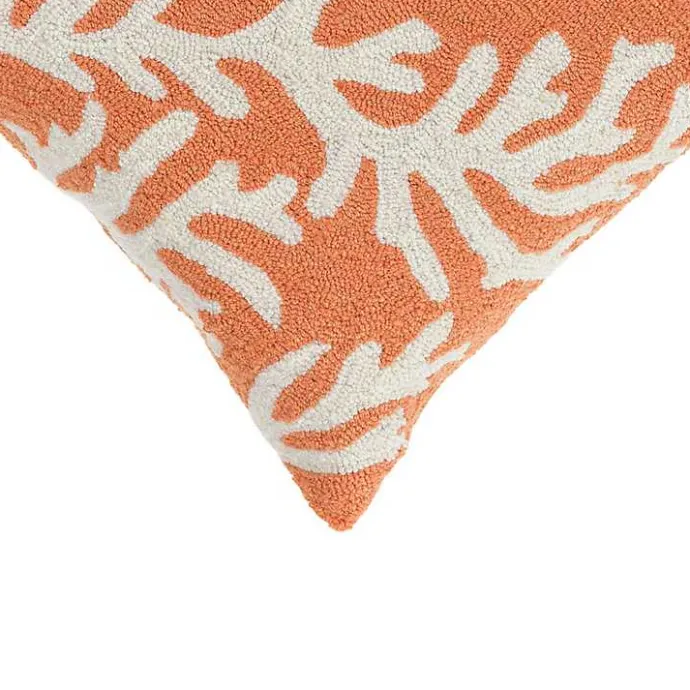 New Kirklands Home Coral Ocean Flower Outdoor Accent Pillow Orange