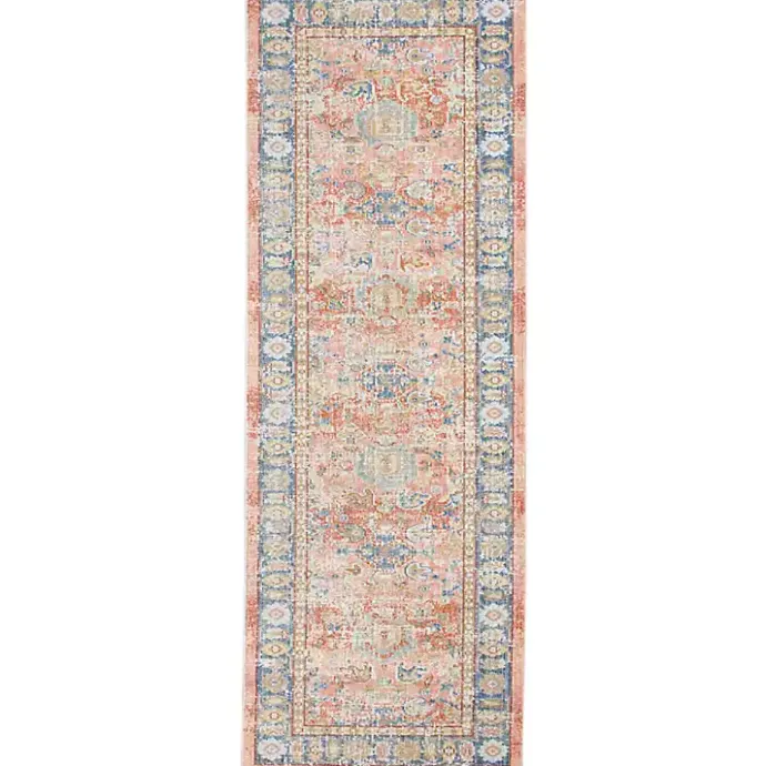Clearance Kirklands Home Coral Vintage Border Runner, 2x8