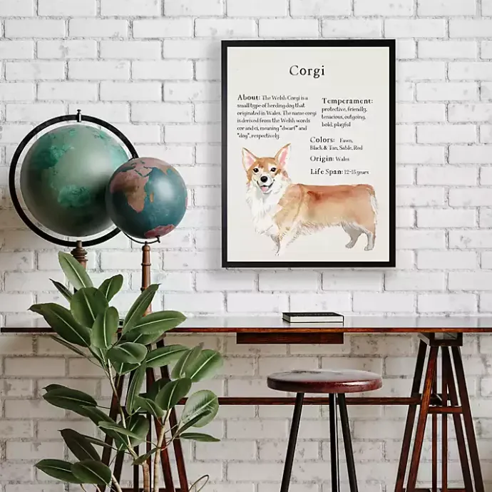 Discount Kirklands Home Corgi Facts Framed Wall Plaque White