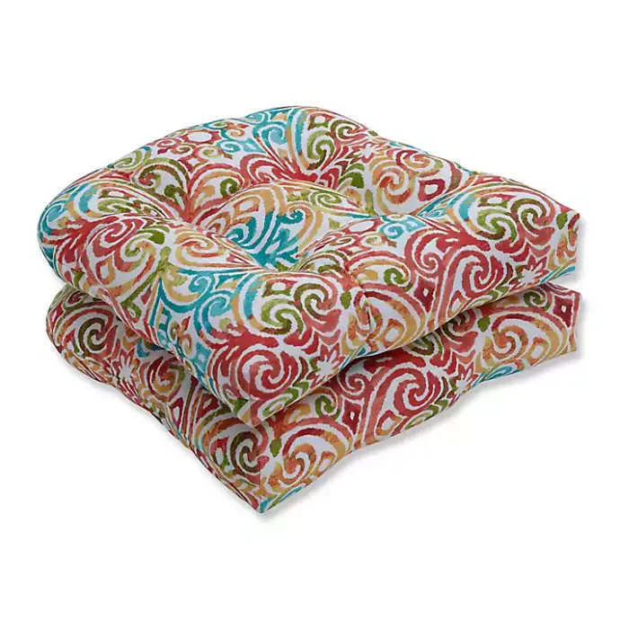New Kirklands Home Corinthian Dapple Wicker Seat Cushions, Set of 2 Multi
