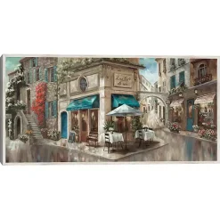 Best Kirklands Home Corner Cafe Framed Canvas Art Print Gray