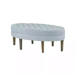 New Kirklands Home Cory Tufted Dusty Linen Ottoman Blue