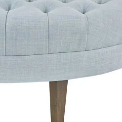 New Kirklands Home Cory Tufted Dusty Linen Ottoman Blue
