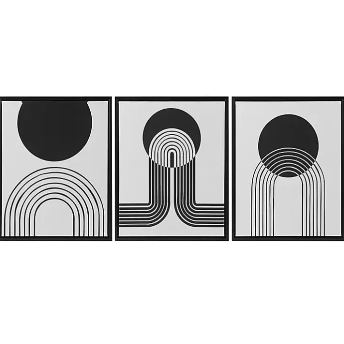 Sale Kirklands Home Cosmic Curl Geometric 3-pc. Grayscale Wall Art