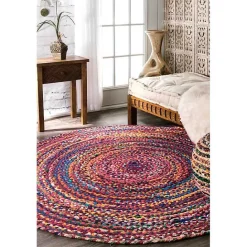 Hot Kirklands Home Cotton Braided Tammara Round Area Rug, 6 ft. Multi