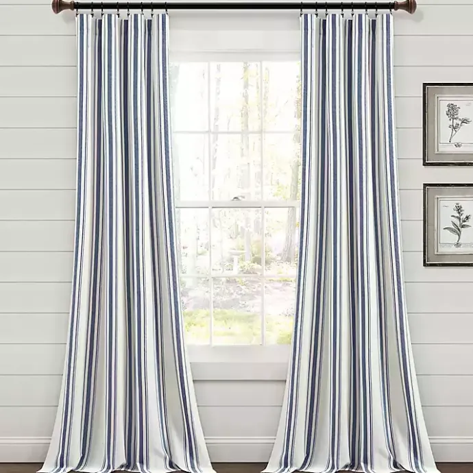 Clearance Kirklands Home Cotton Candy Farmhouse Curtain Panel Set, 108 in. Blue