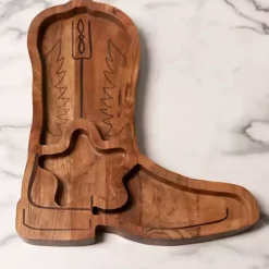 Hot Kirklands Home Cowboy Boot Chips & Dip Serving Platter Brown