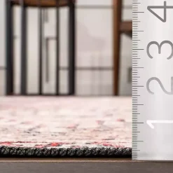 Outlet Kirklands Home Cream & Red Diamond Trellis Washable Area Rug, 7x9