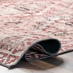 Outlet Kirklands Home Cream & Red Diamond Trellis Washable Area Rug, 7x9