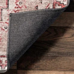 Outlet Kirklands Home Cream & Red Diamond Trellis Washable Area Rug, 7x9