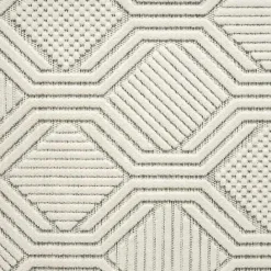 Clearance Kirklands Home Cream and Blue Geo Indoor/Outdoor Area Rug, 7x9