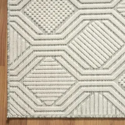 Clearance Kirklands Home Cream and Blue Geo Indoor/Outdoor Area Rug, 7x9
