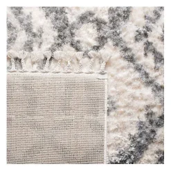 Outlet Kirklands Home Cream and Gray Bergen Tribal Fringe Shag Rug, 5x7