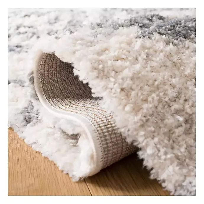 Outlet Kirklands Home Cream and Gray Bergen Tribal Fringe Shag Rug, 5x7