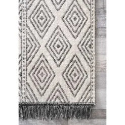 Outlet Kirklands Home Cream and Gray Miriam Striped Outdoor Rug, 5x8